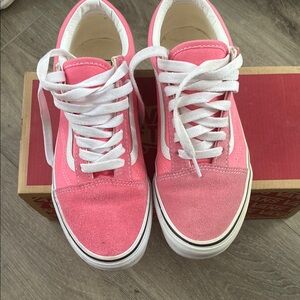 Vans Vibrant Pink and White Lace-Up Sneakers